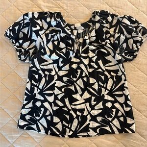 A New Day Black and White Floral Blouse